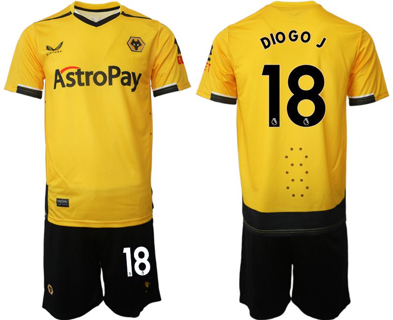 Men 2022-2023 Club Wolverhampton Wanderers home yellow #18 Soccer Jersey